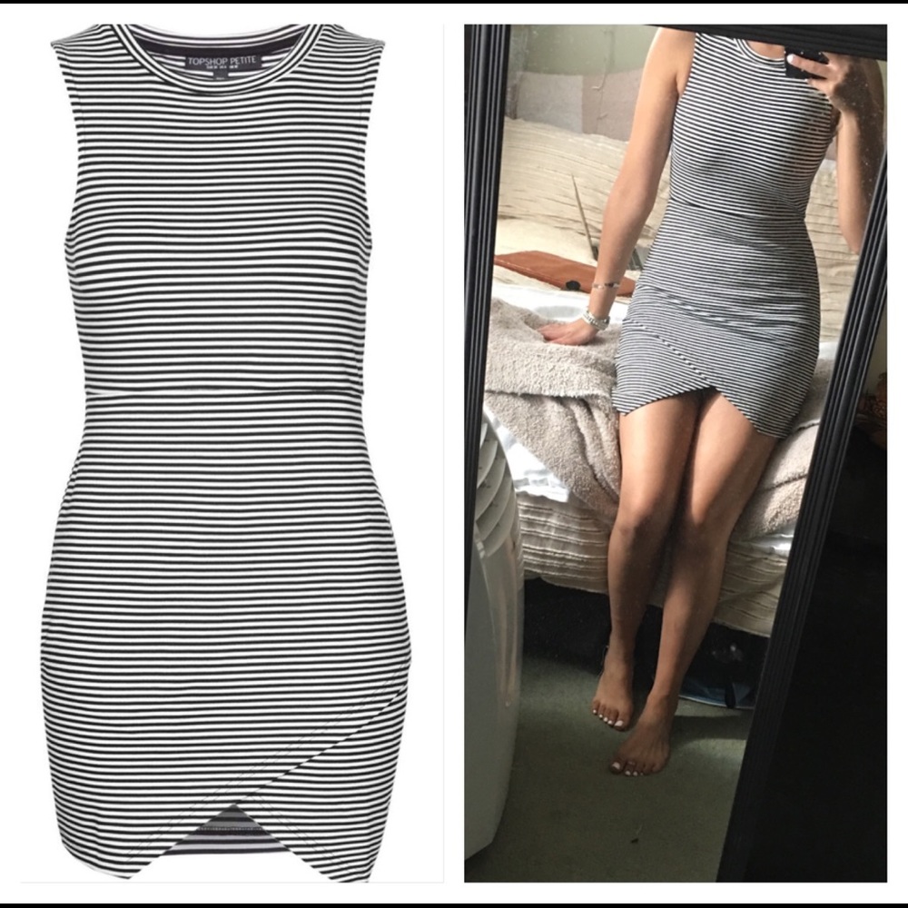 TopShop Exclusive Stripe Asymmetric Bodycon Dress